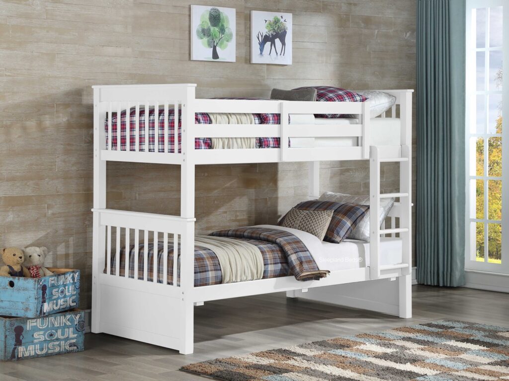 white bunk beds